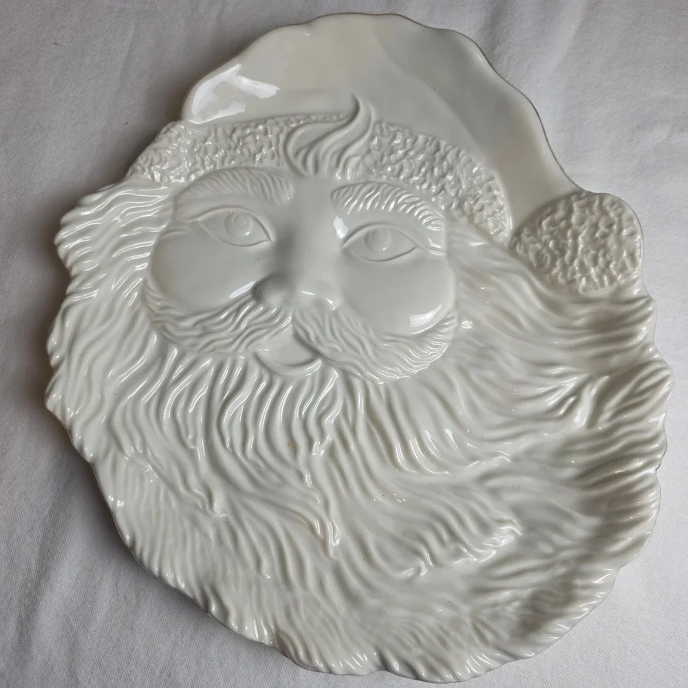 Vintage 2000s Mikasa Santa's Cookie Plate with Gold Rim includes Box